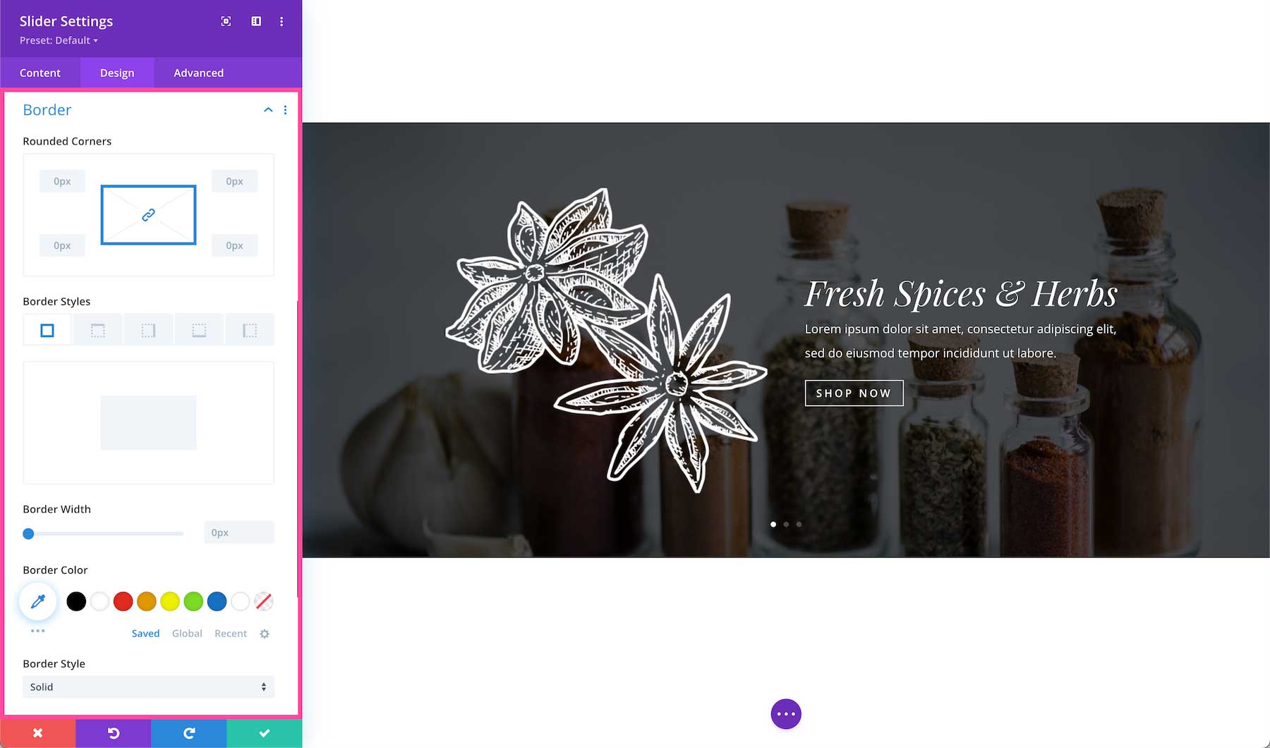 Divi Slider Module border