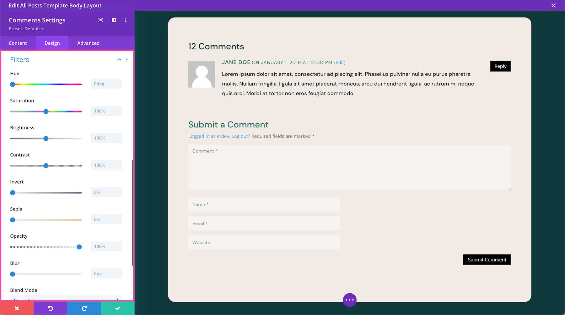 Divi Comments Module