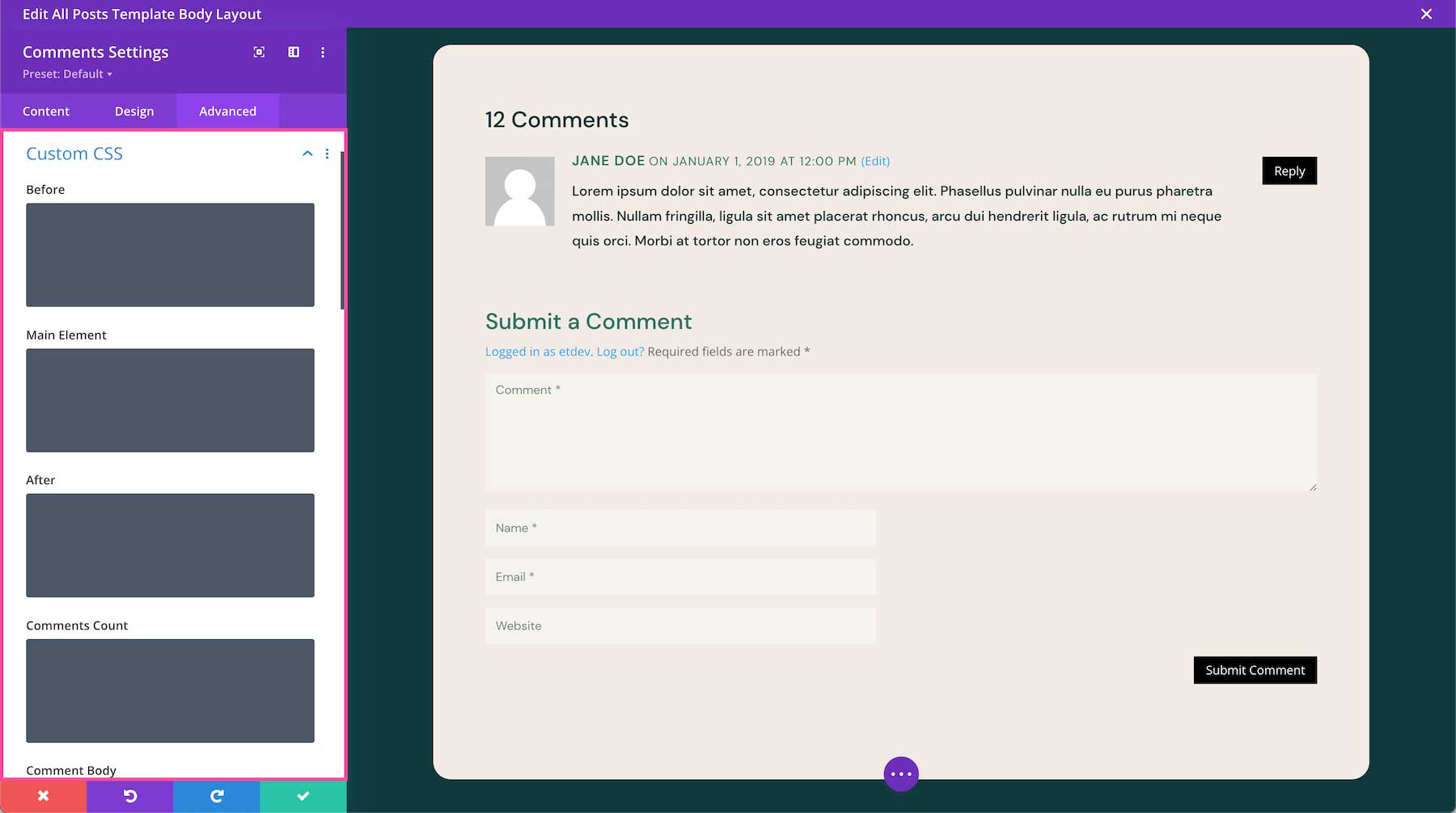 Divi Comments Module