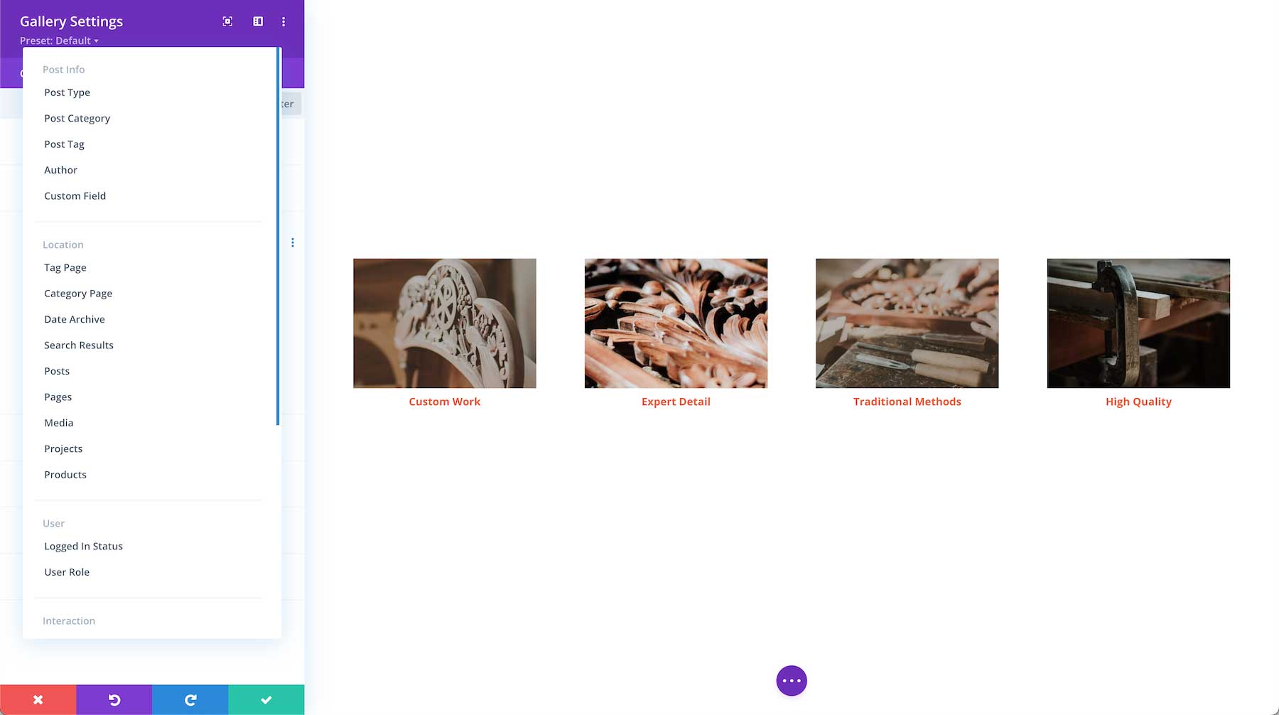 Divi Gallery Module conditions