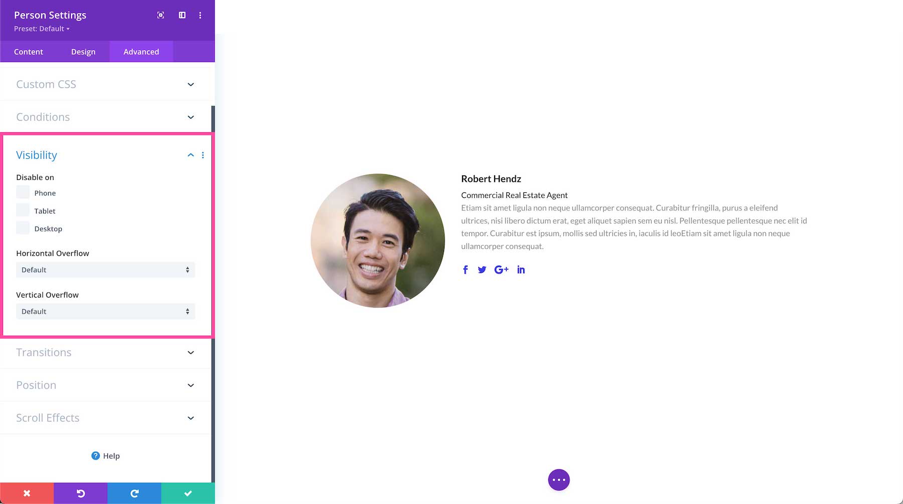 Divi Person Module