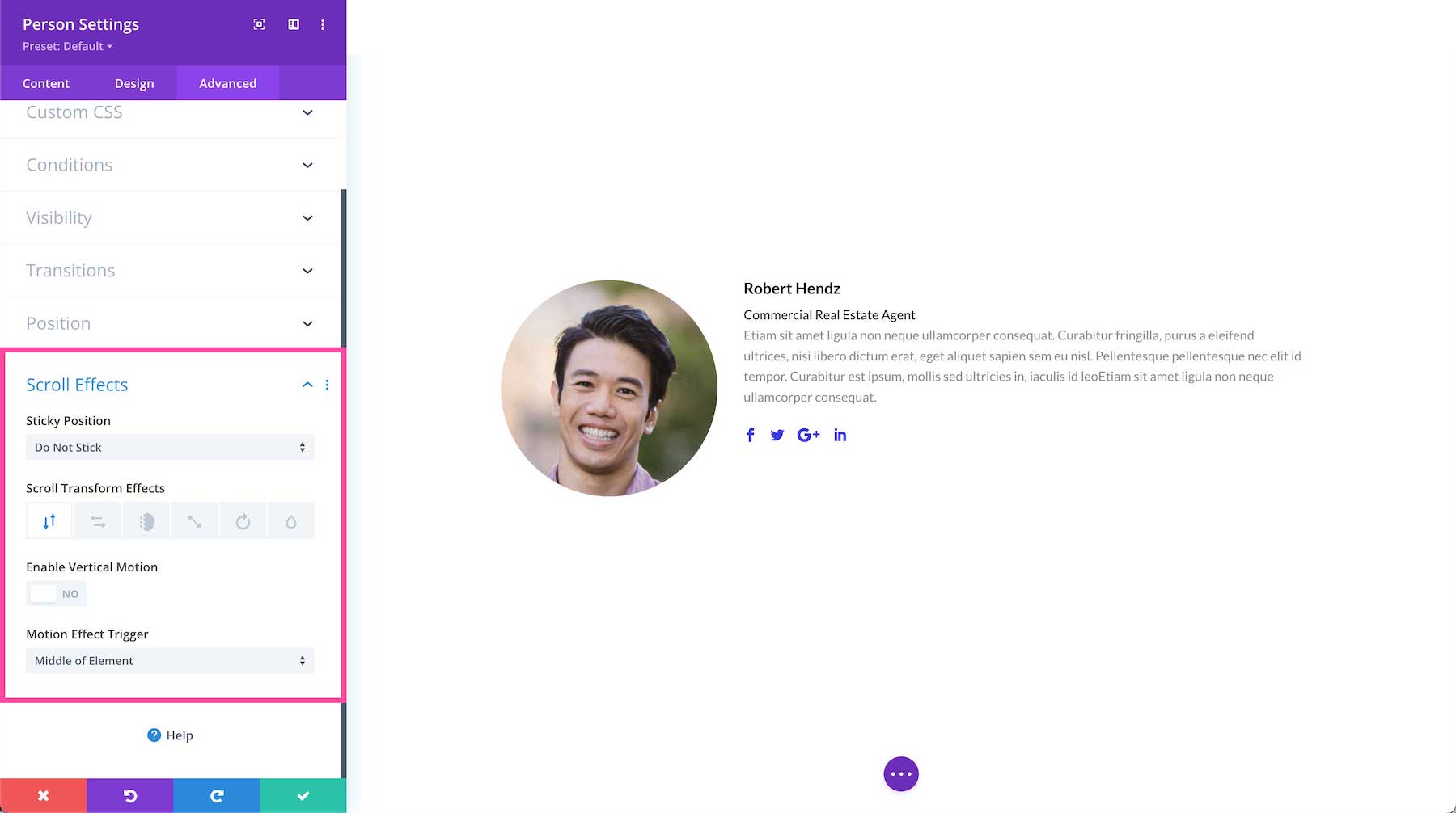 Divi Person Module