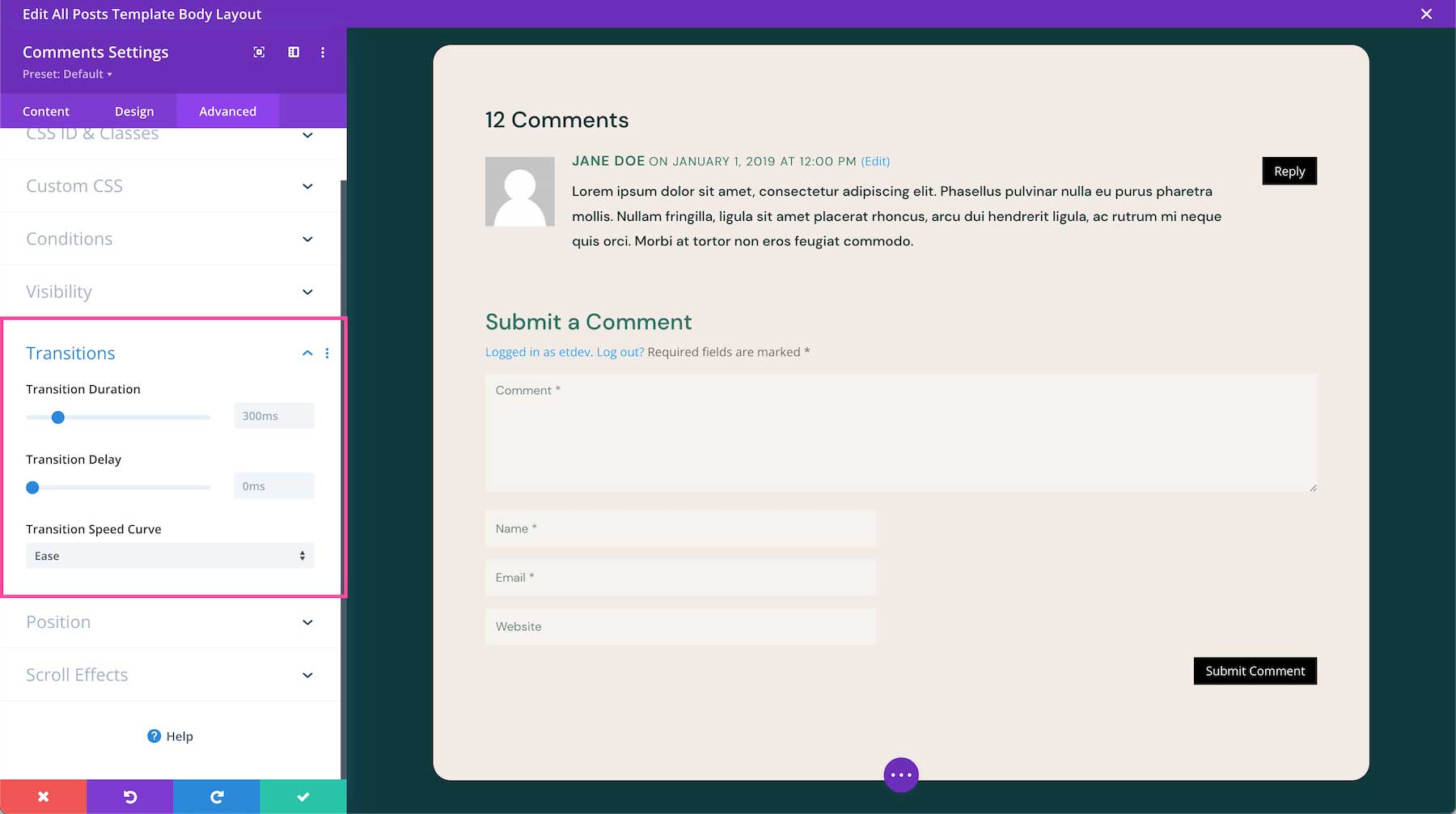 Divi Comments Module