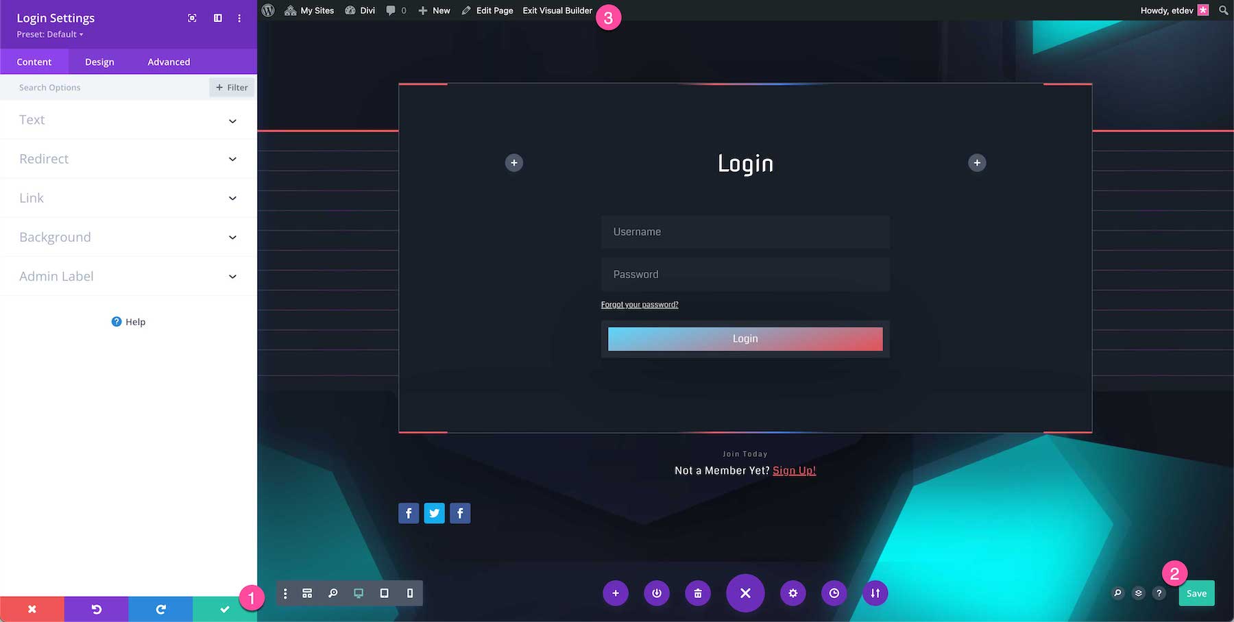 Divi Login Module settings explained