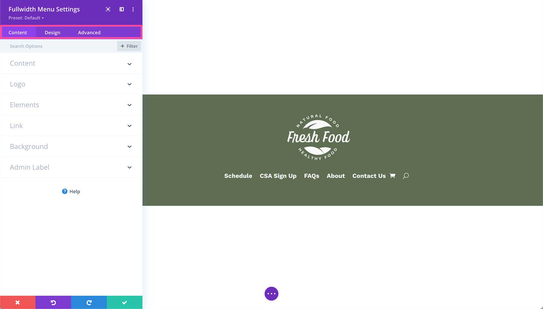 All of the Divi Fullwidth Menu module settings explained