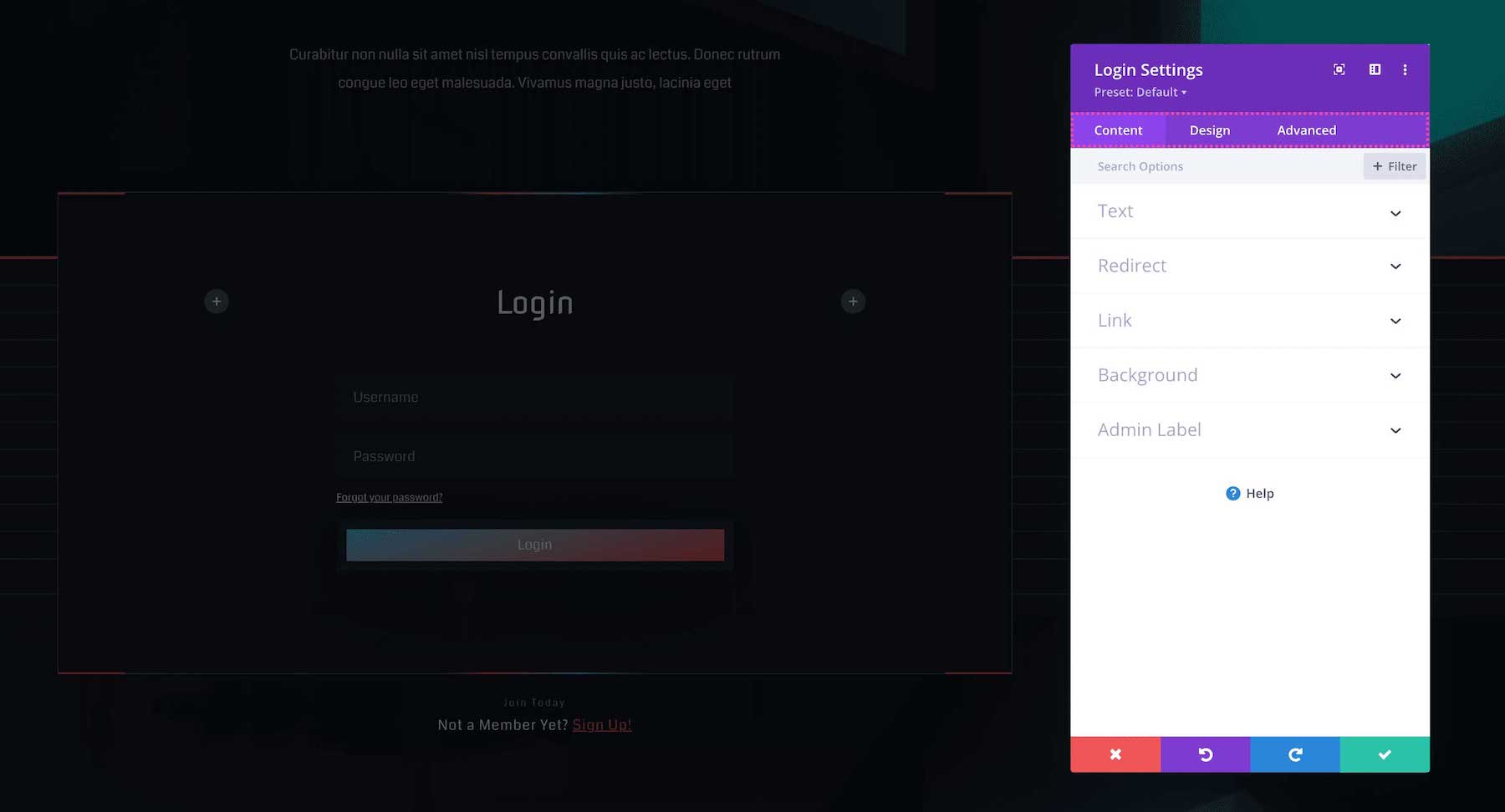 All Divi Login Module settings explained