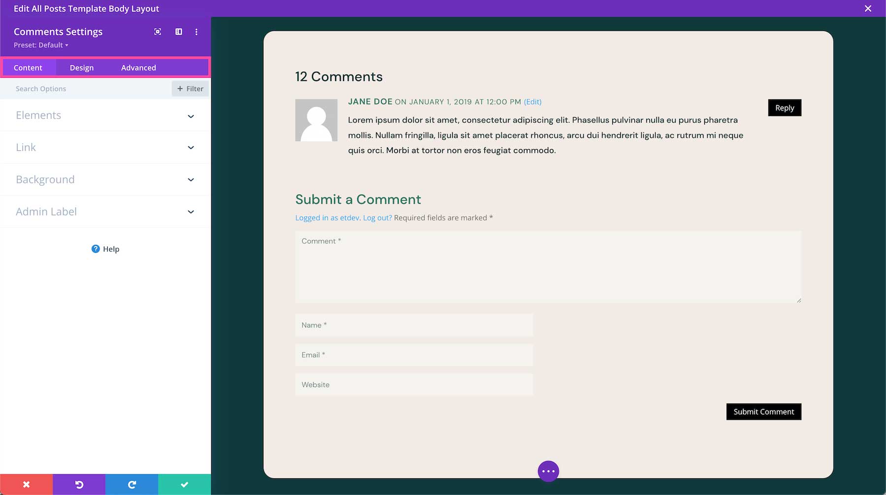 Divi Comments Module