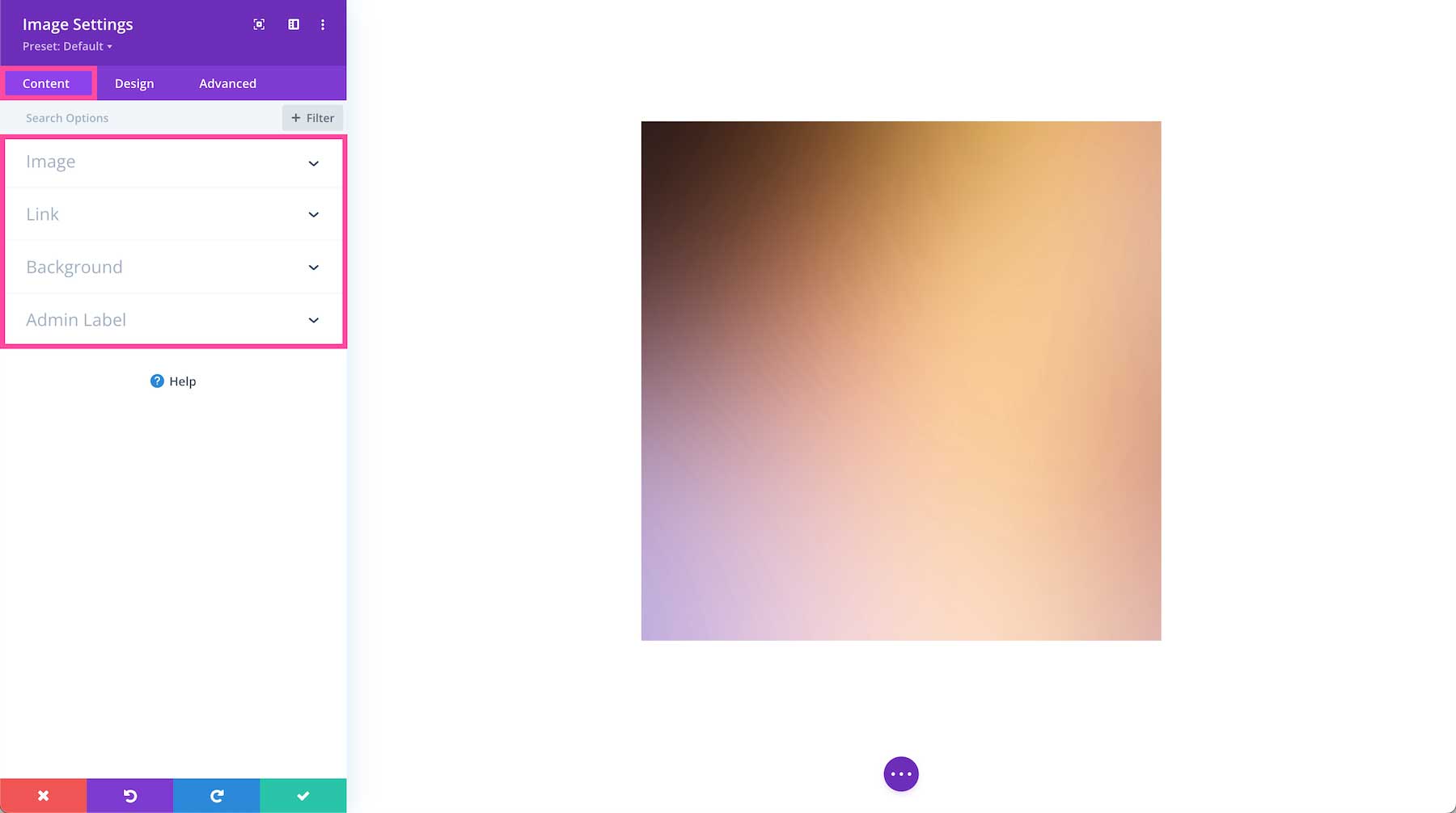 Divi Image Module content settings