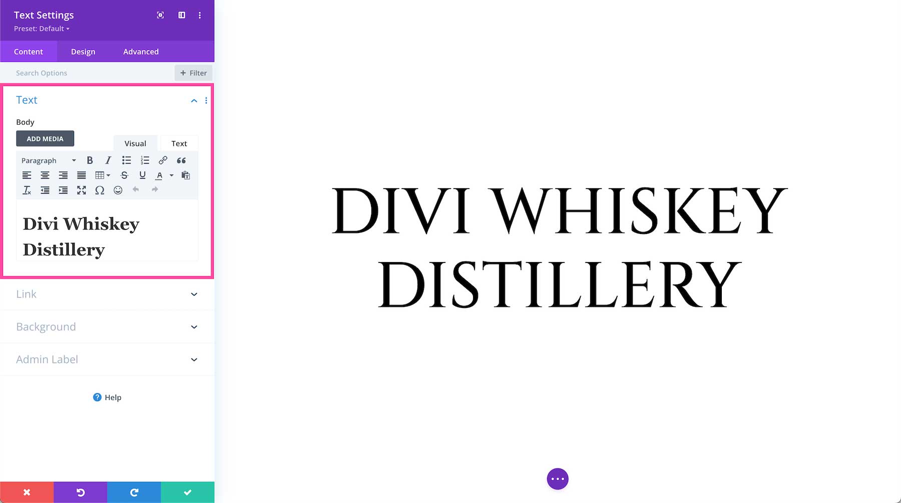 Divi Text Module