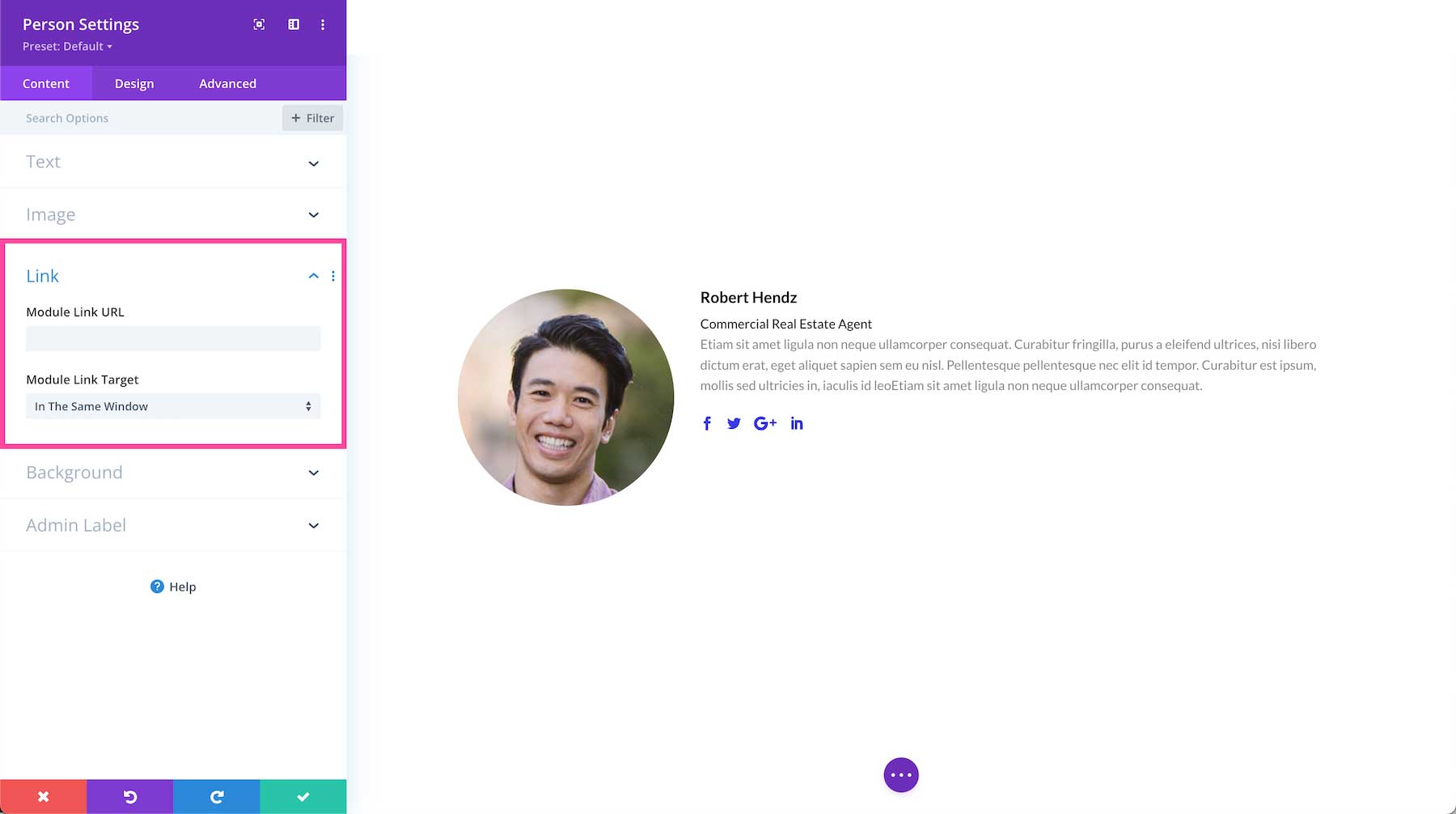 Divi Person Module