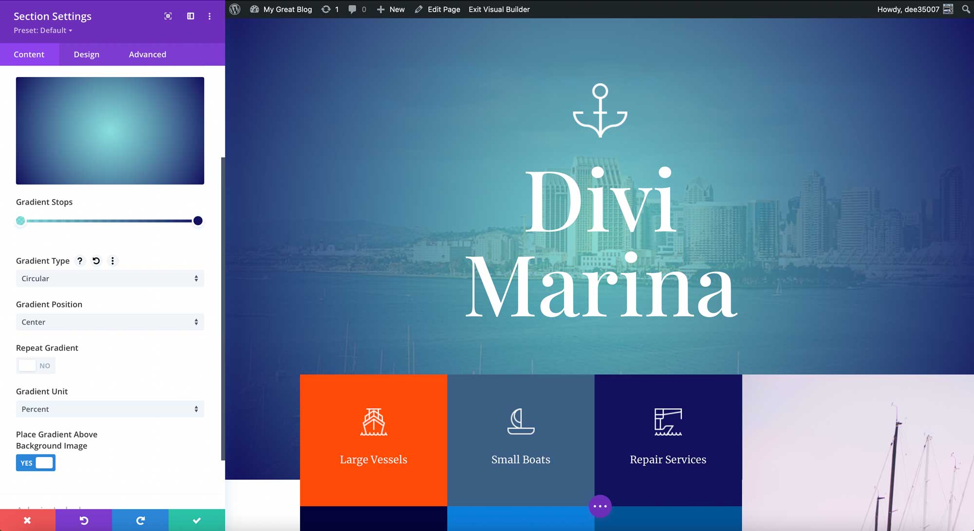 Divi Gradient Builder Circular