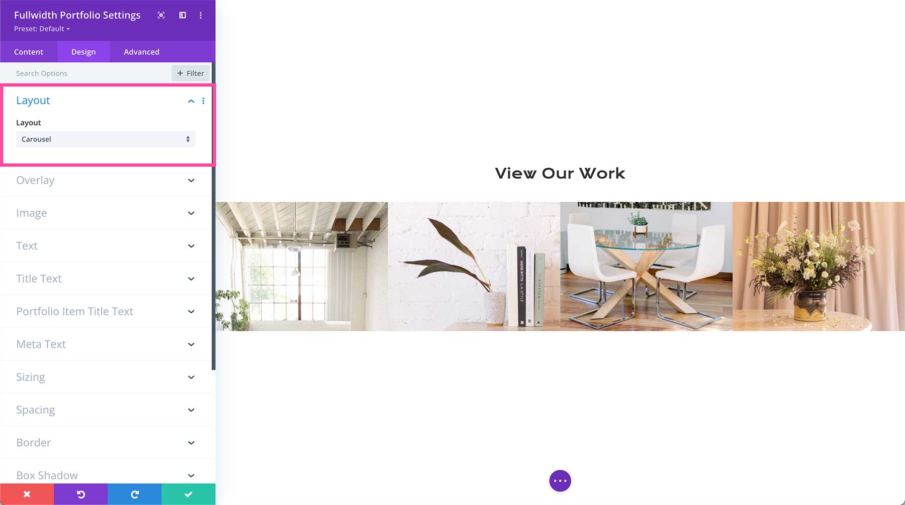 Divi Fullwidth Portfolio Layout