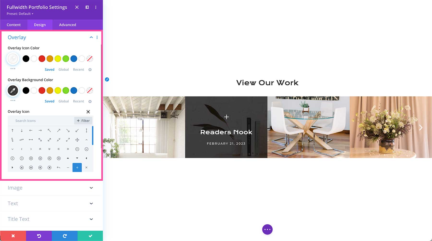 Divi Fullwidth Portfolio Overlay