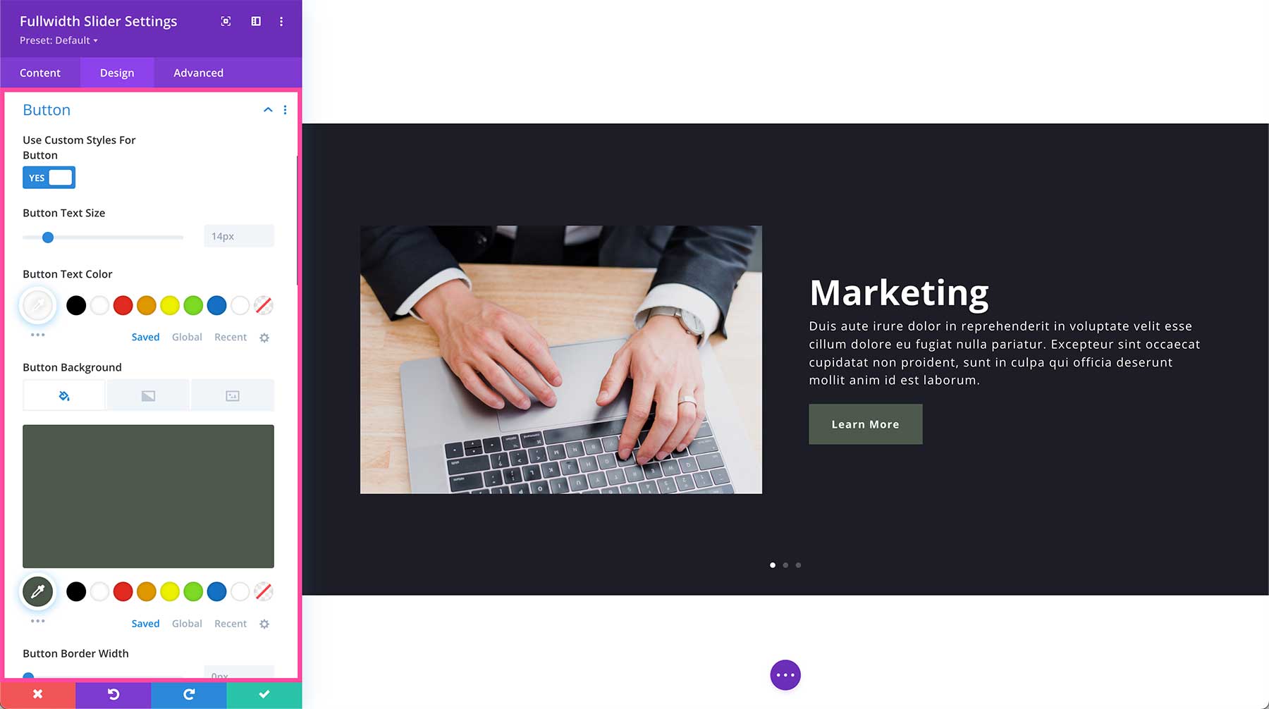 Divi Fullwidth Slider Module button styling