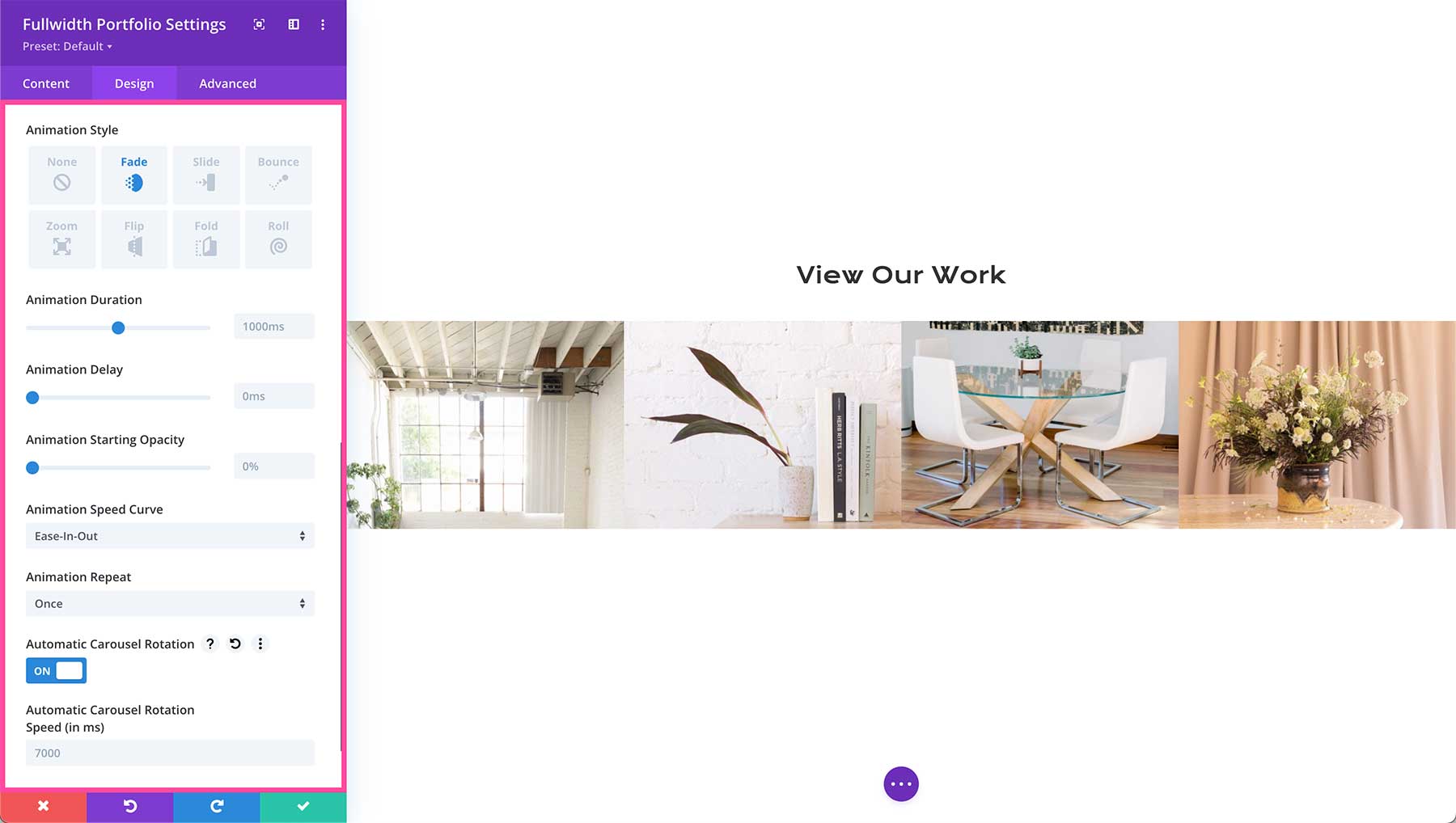 Divi Fullwidth Portfolio animation