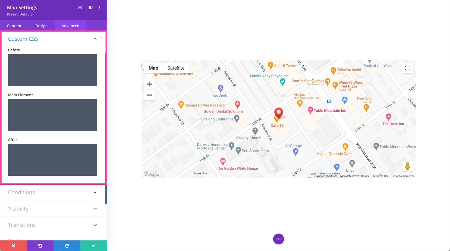 Divi Map Module Custom CSS