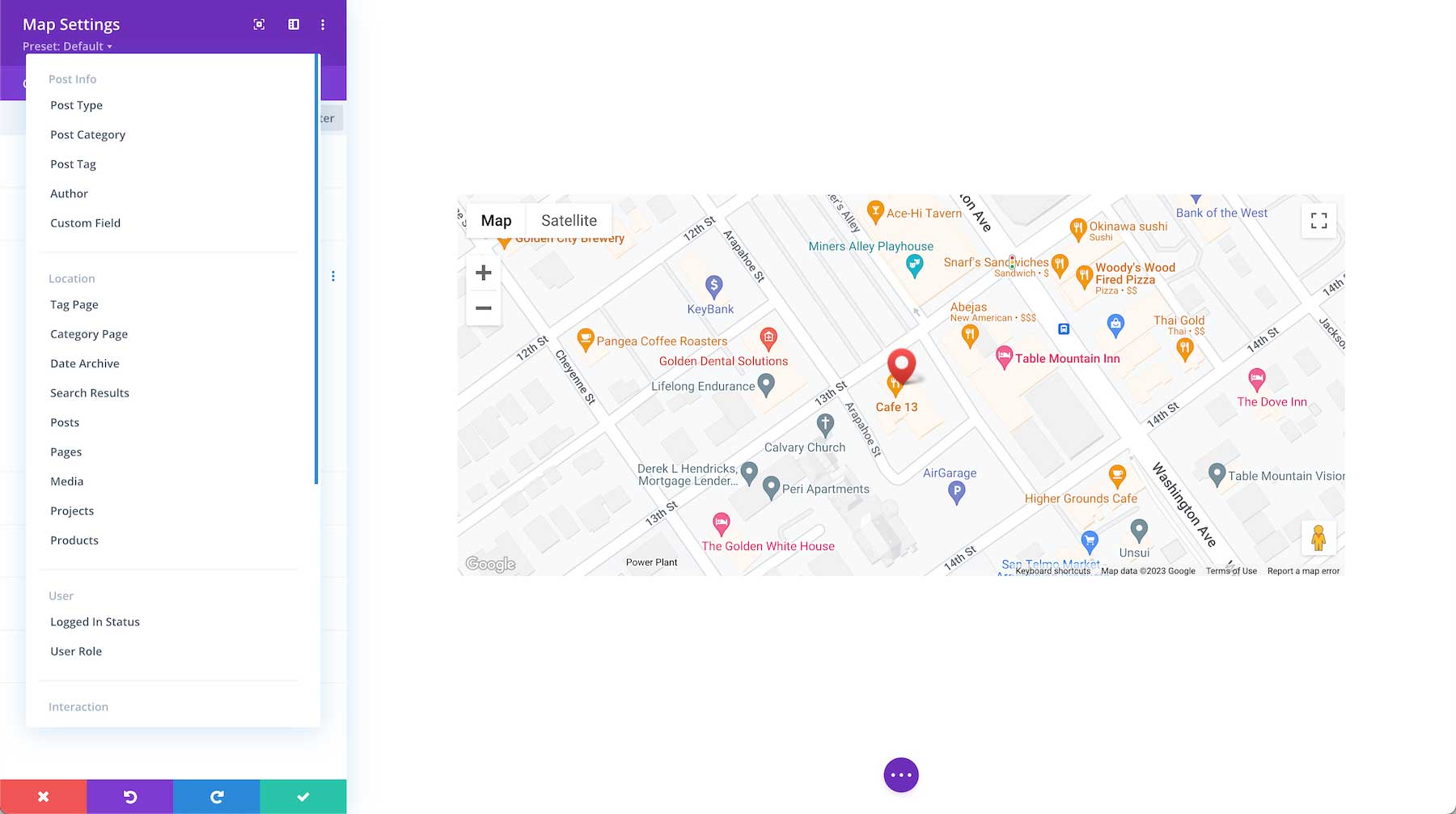 Divi Map Module conditions