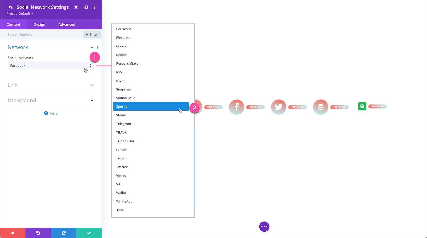 Select the social media network you want