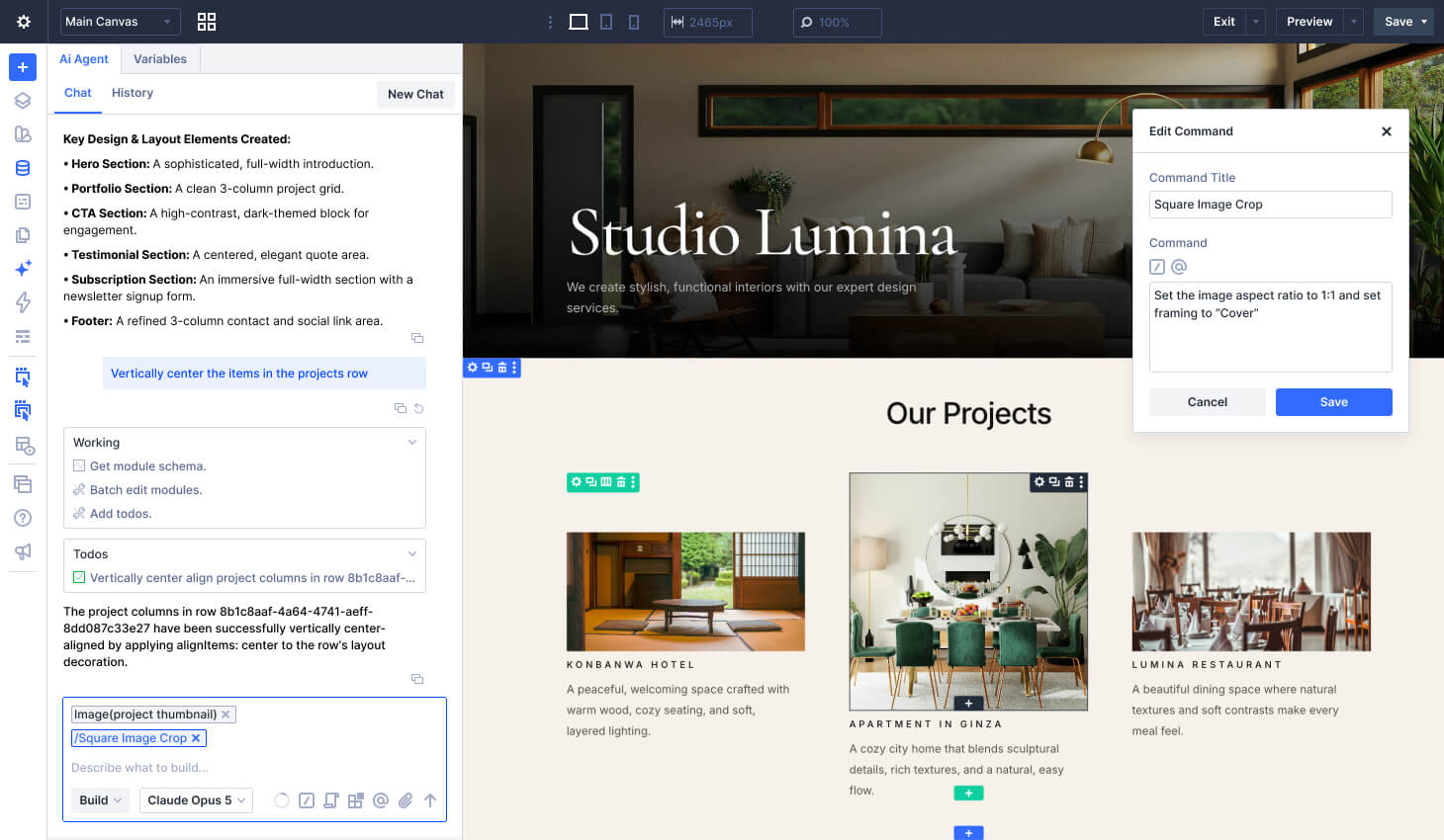 Divi AI Agent Interface