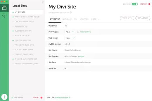 Local By Flywheel Dashboard