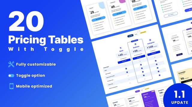 Divi Marketplace Item - Divi Pricing Table Pack With Toggle Option