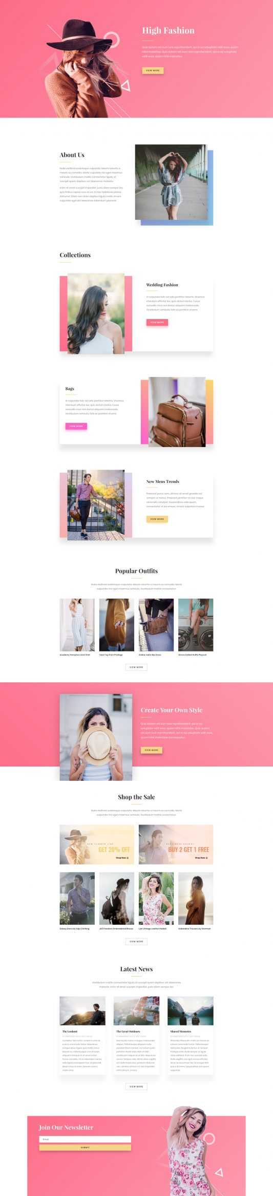 divi fashion website lauout