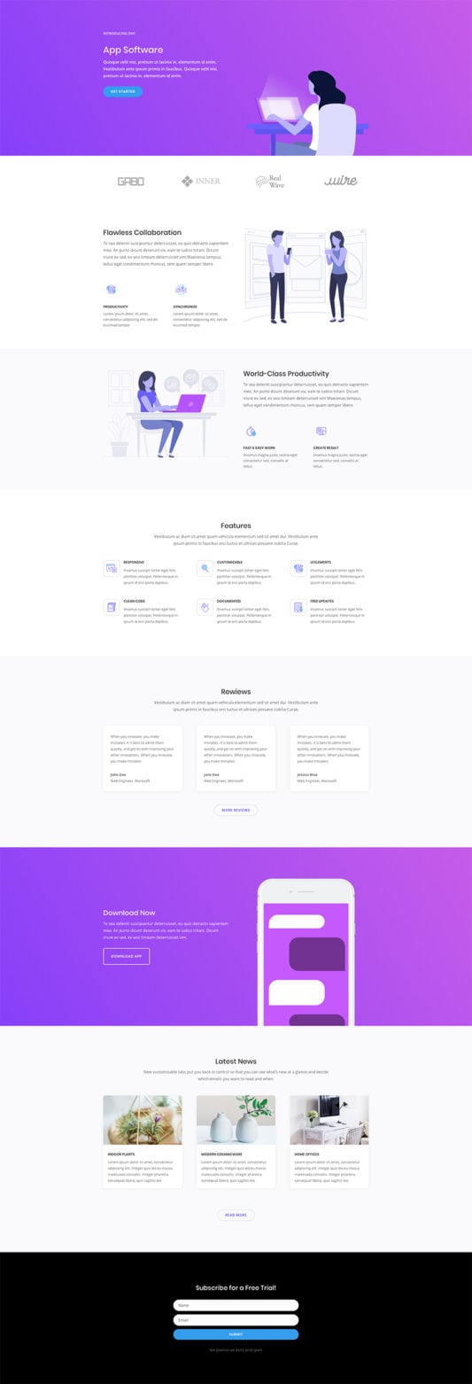 divi marketing software layout pack