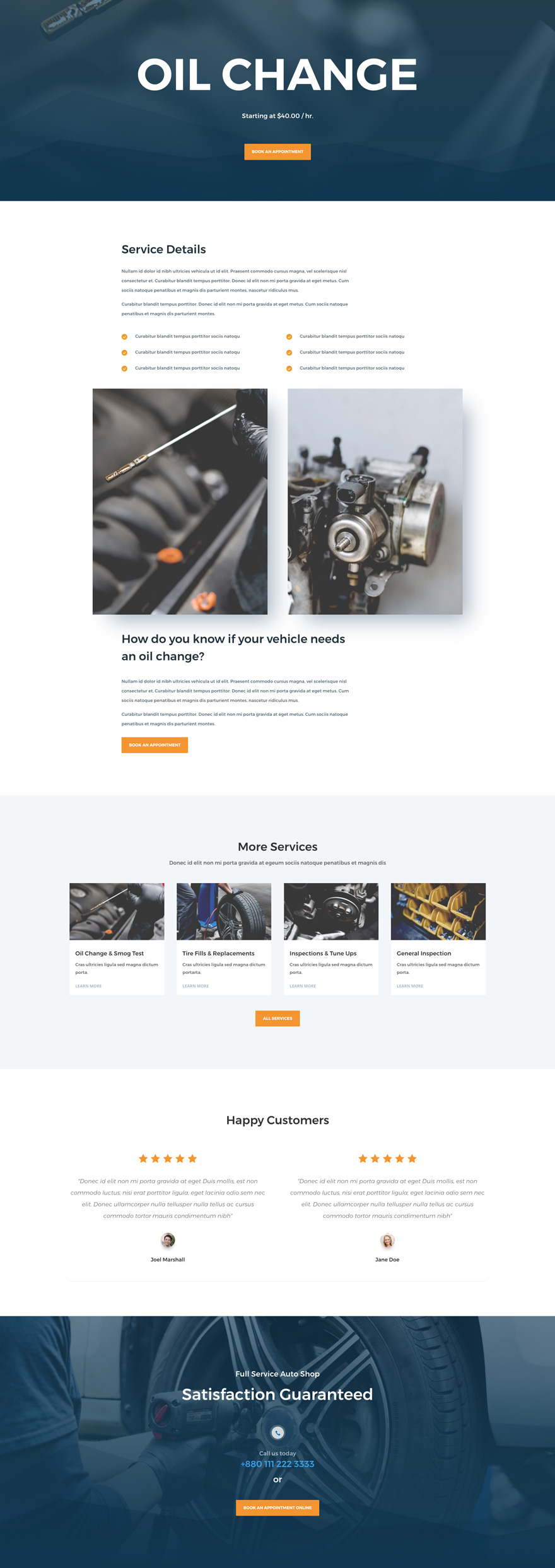 Auto Repair Service Page Divi Layout by Elegant Themes