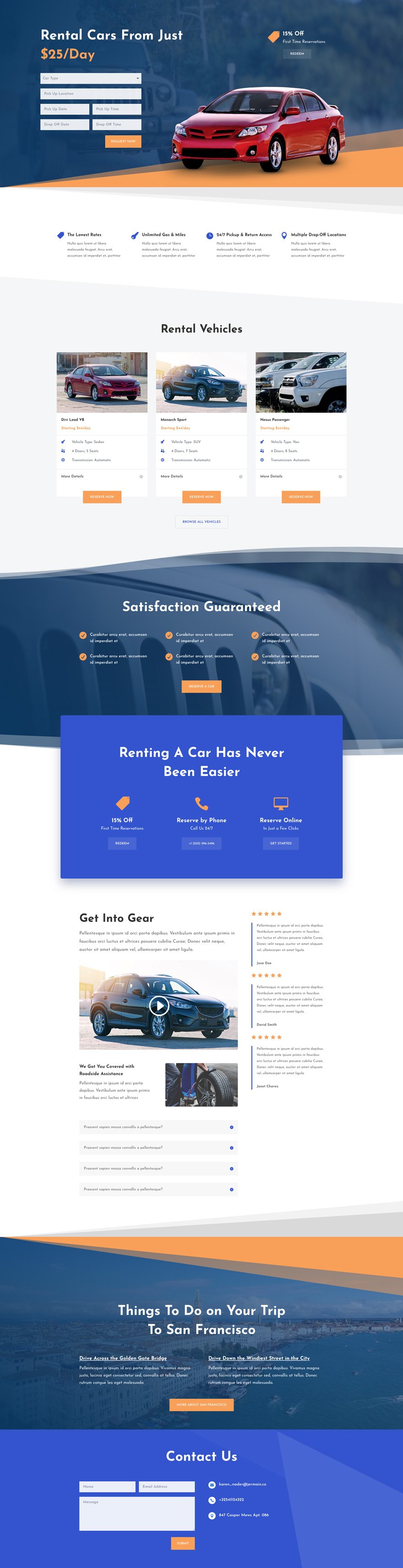 Car Rental Landing Page Divi Layout by Elegant Themes