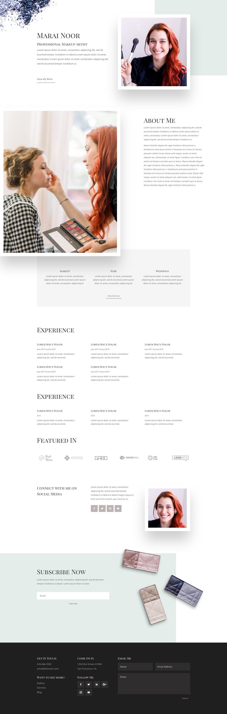 Makeup Artist About Page Divi Layout By