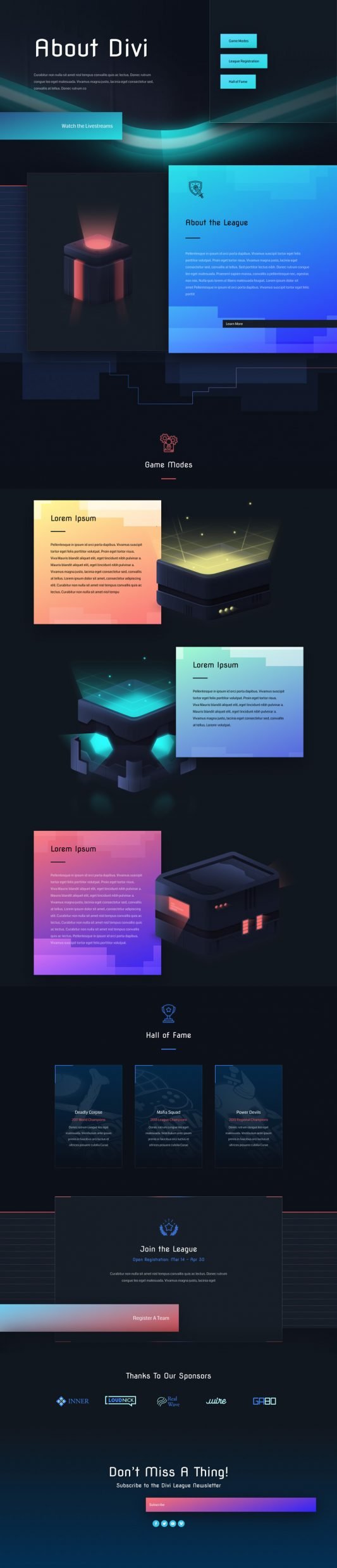 Esports About Page Divi Layout by Elegant Themes