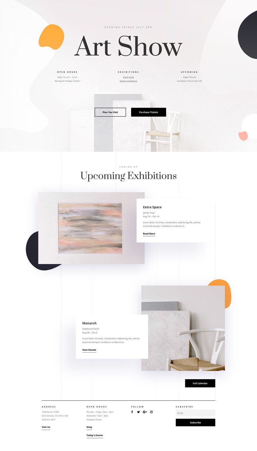 Art Gallery Home Page Divi Layout by Elegant Themes