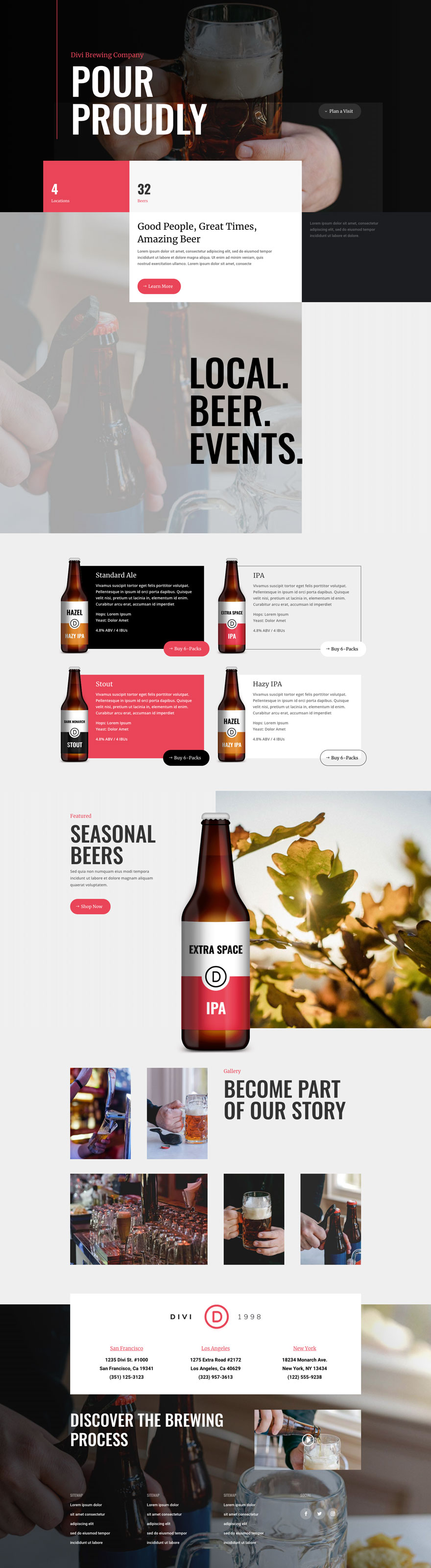 Brewery Home Page Divi Layout by Elegant Themes