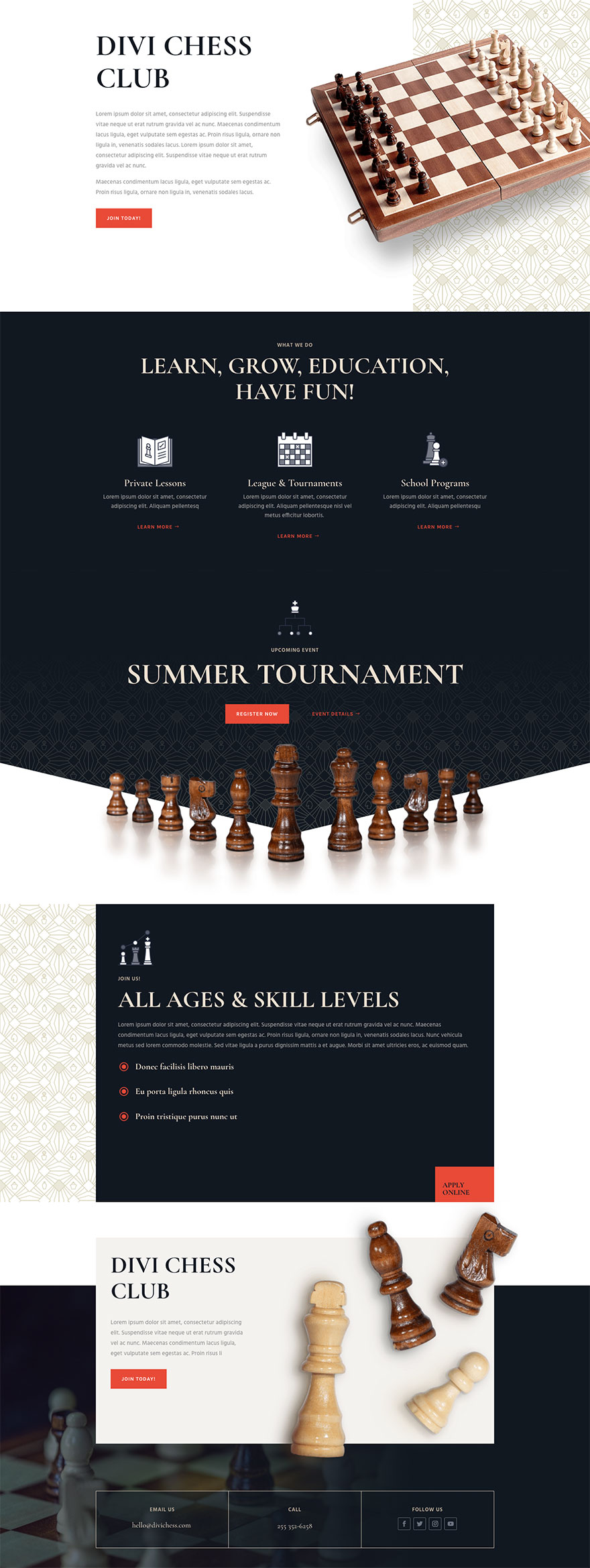 Chess Club Blog Page Divi Layout by Elegant Themes