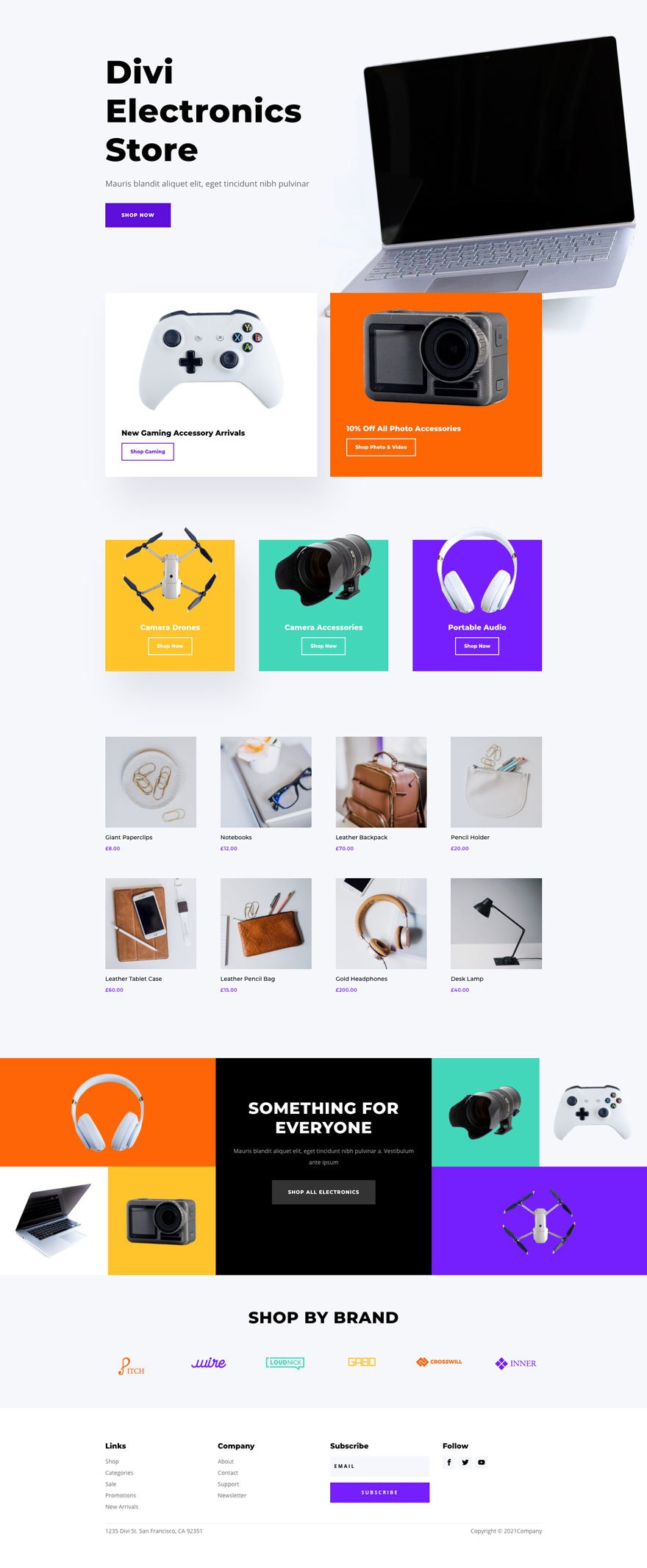 Electronics Store Home Page Divi Layout by Elegant Themes