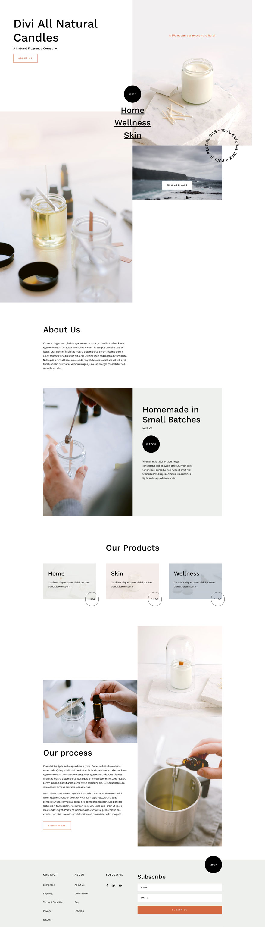 Candle Making Landing Page Divi Layout by Elegant Themes