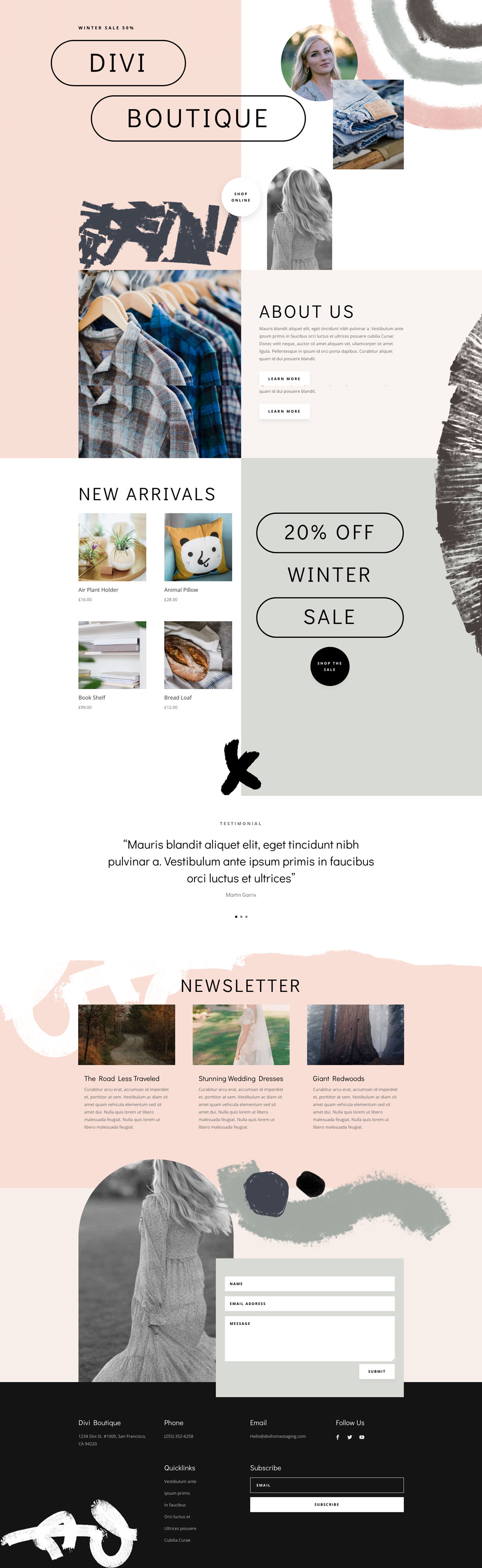 Clothing Store Landing Page Divi Layout by Elegant Themes