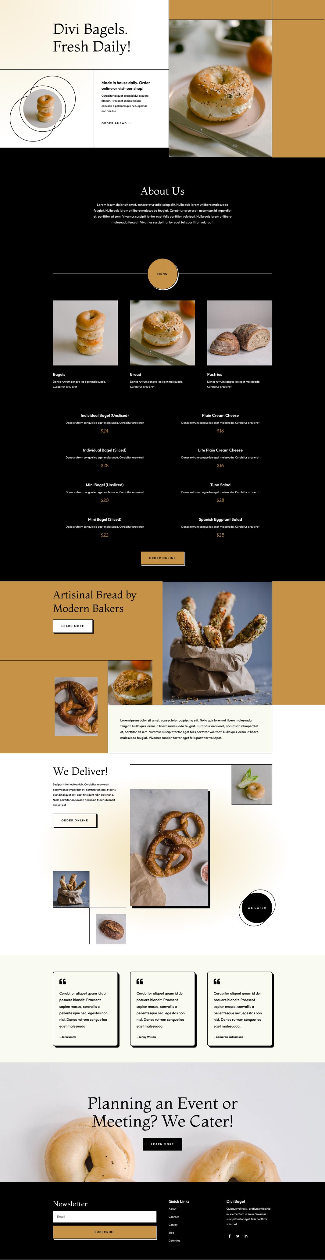 Bagel Shop Landing Page Divi Layout by Elegant Themes