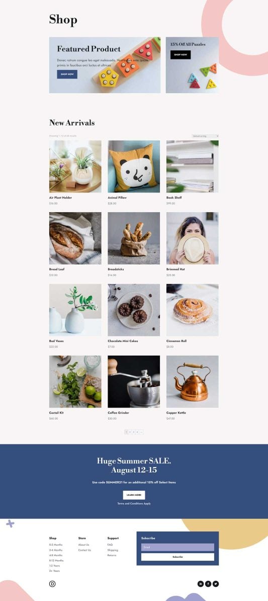 Toy Store Shop Page Divi Layout by Elegant Themes