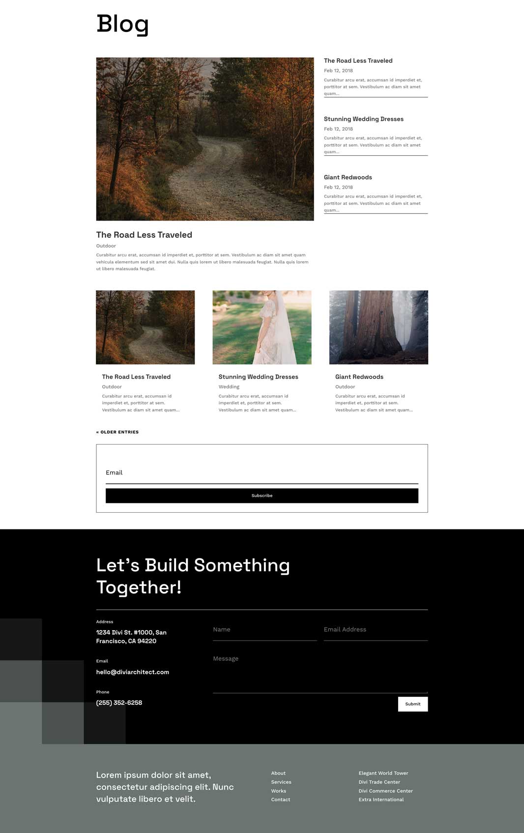 Architect Blog Page Divi Layout by Elegant Themes