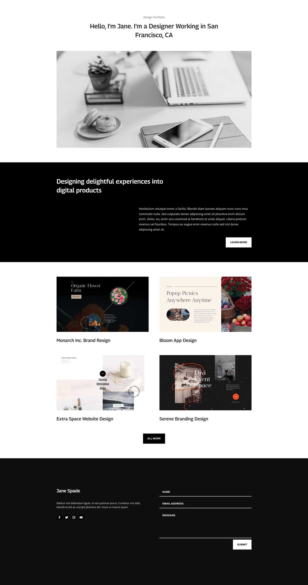 Portfolio Home Page Divi Layout by Elegant Themes