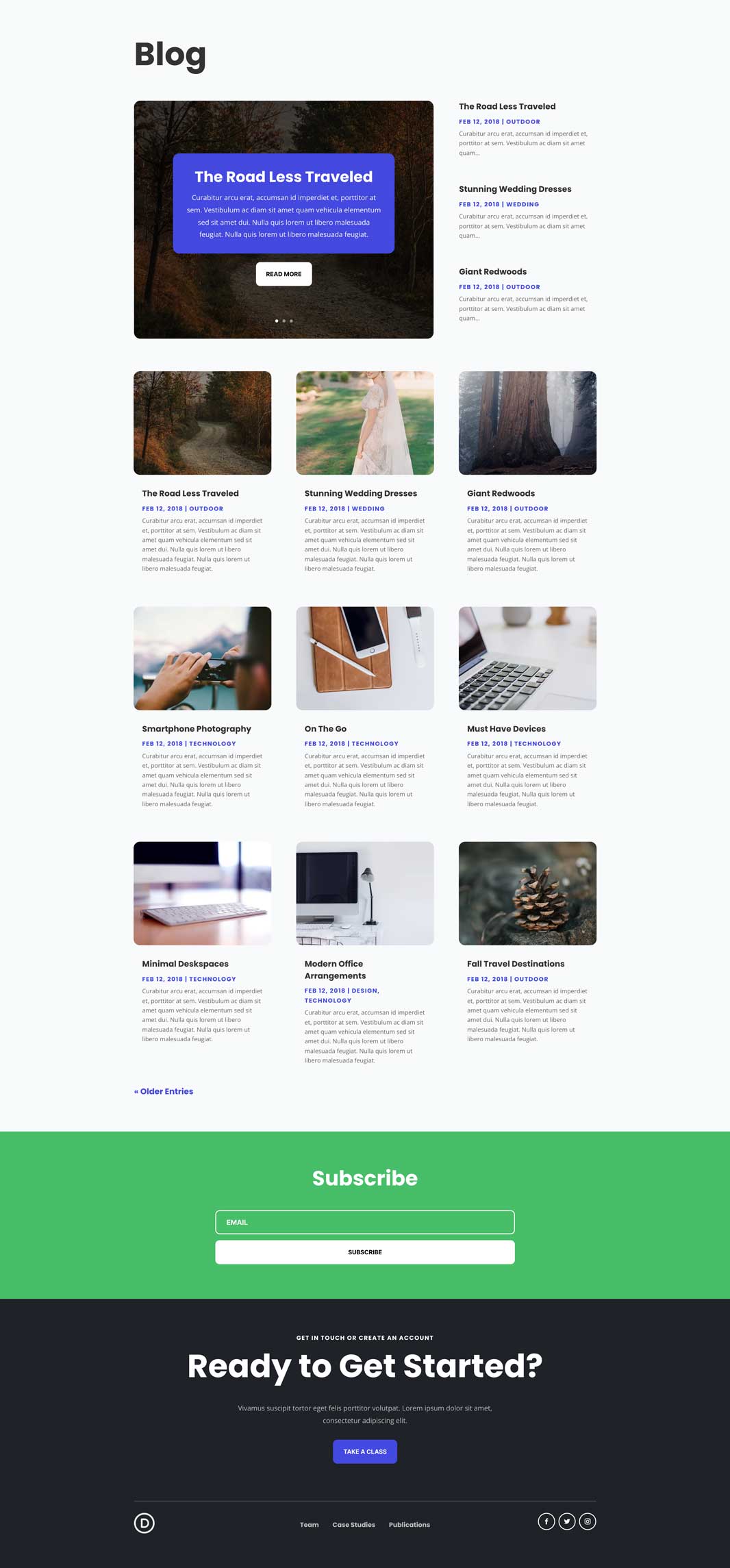 Learning Management System Blog Page Divi Layout by Elegant Themes