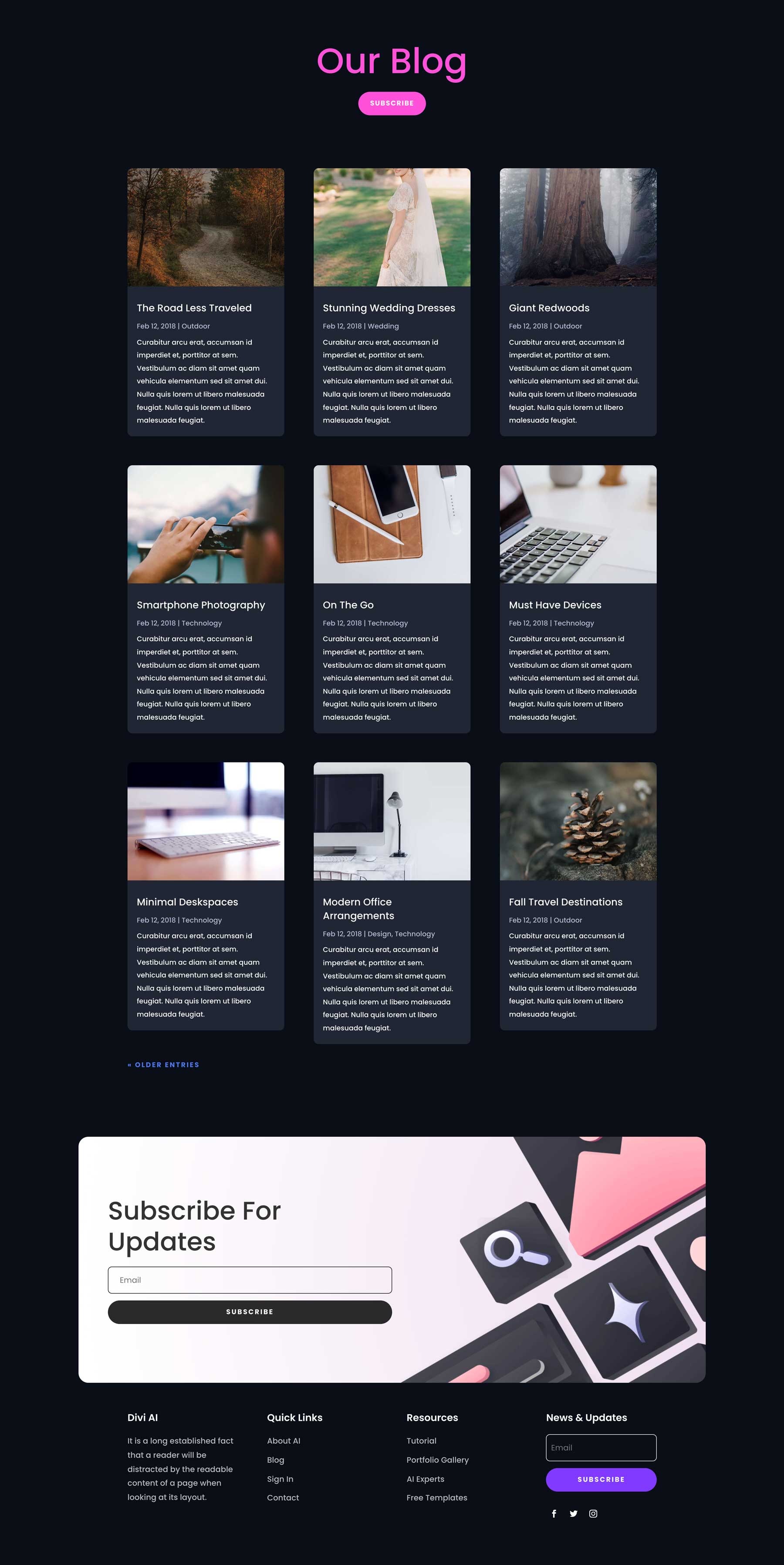 AI Generator Blog Page Divi Layout by Elegant Themes