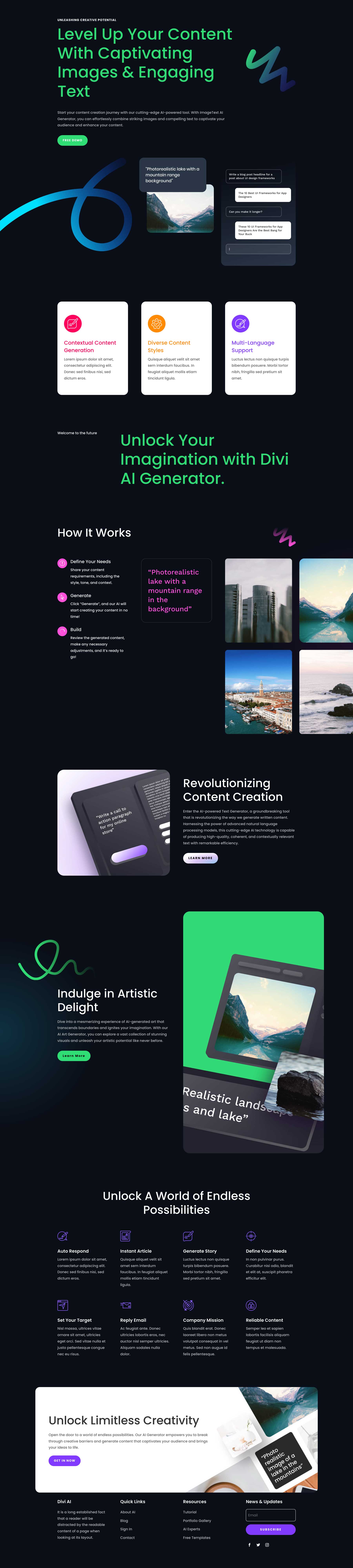 AI Generator Landing Page Divi Layout by Elegant Themes