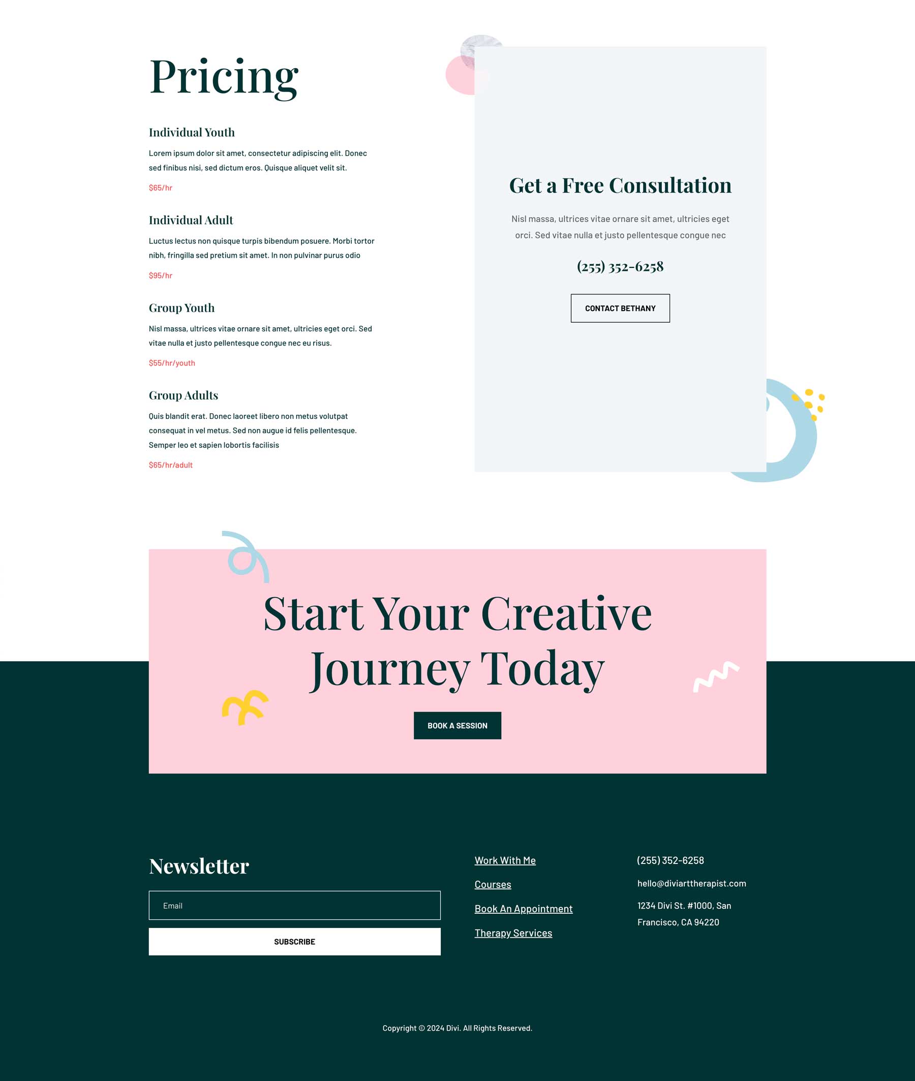 Art Therapist Pricing Page Divi Layout By Elegant Themes art-therapist-pricing-page-divi-layout-by-elegant-themes
